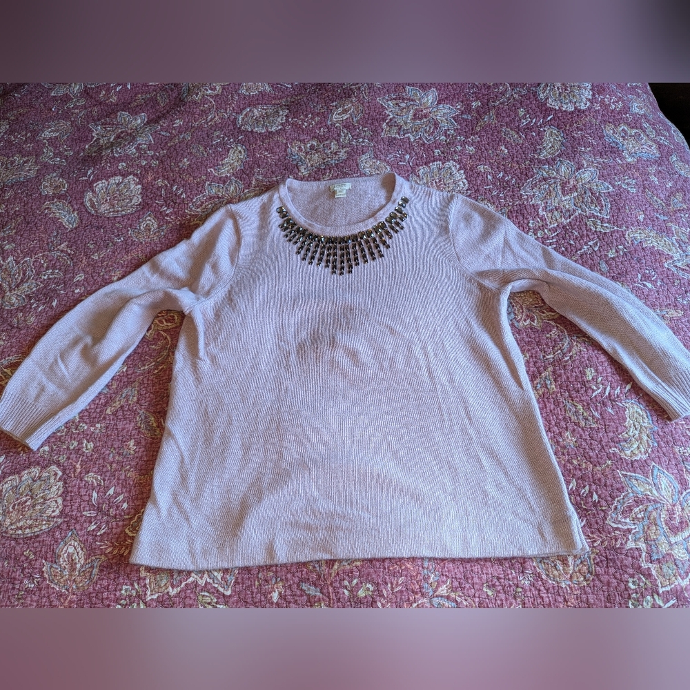 J. Crew Bejeweled Pullover Sweater Sz Xl